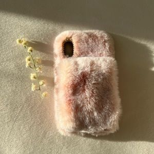 Pink Faux fur iPhone XR case